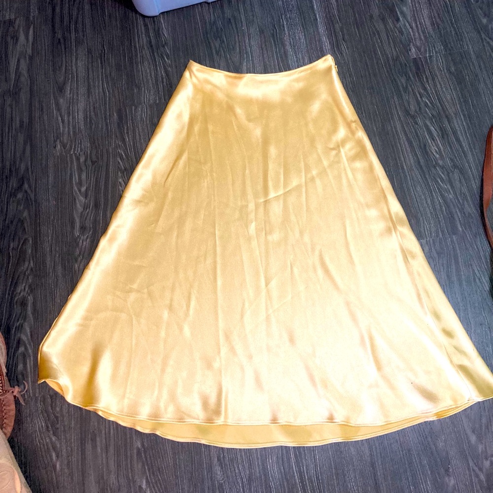 Zara satin canary yellow/gold skirt.